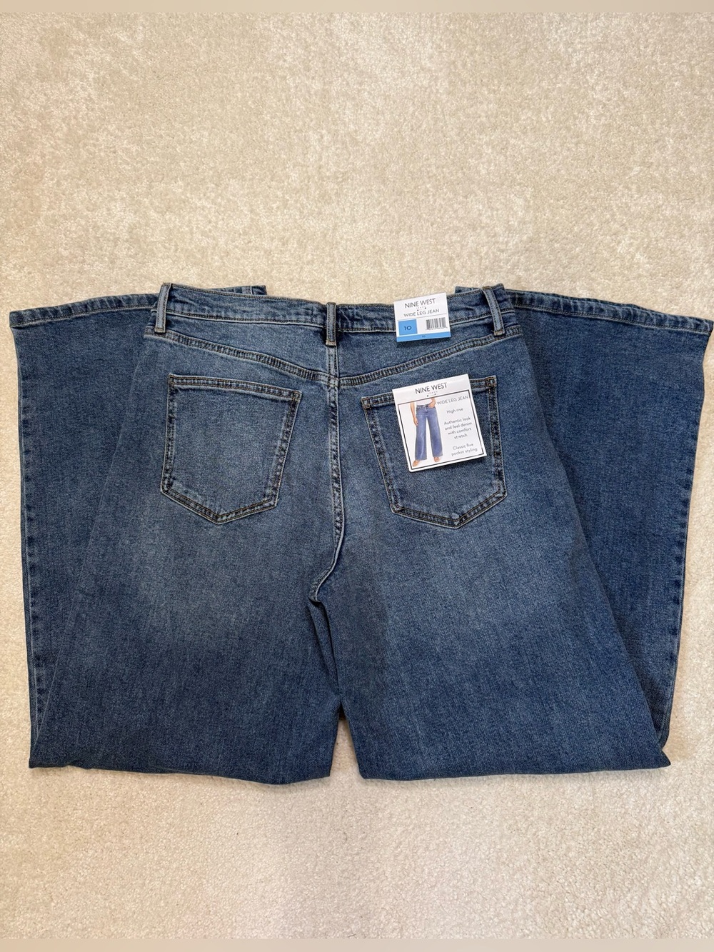 Nine West Wide Leg High Rise Denim Jeans Medium Wash Size 30 10 - Picture 4 of 8
